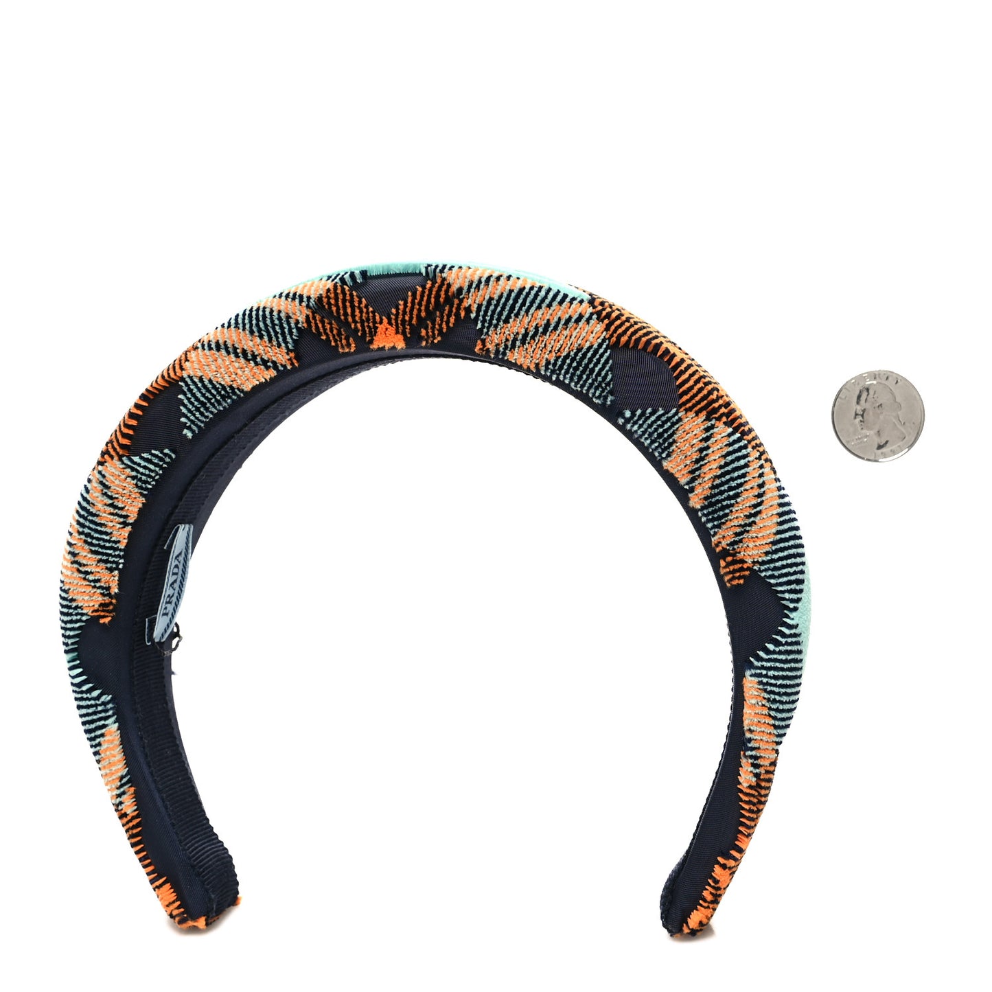 Velvet Nylon Plaid Headband Black Multicolor