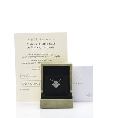 Van Cleef & Arpels 18K Yellow Gold Black Onyx Vintage Alhambra Pendant Necklace 7 of 7