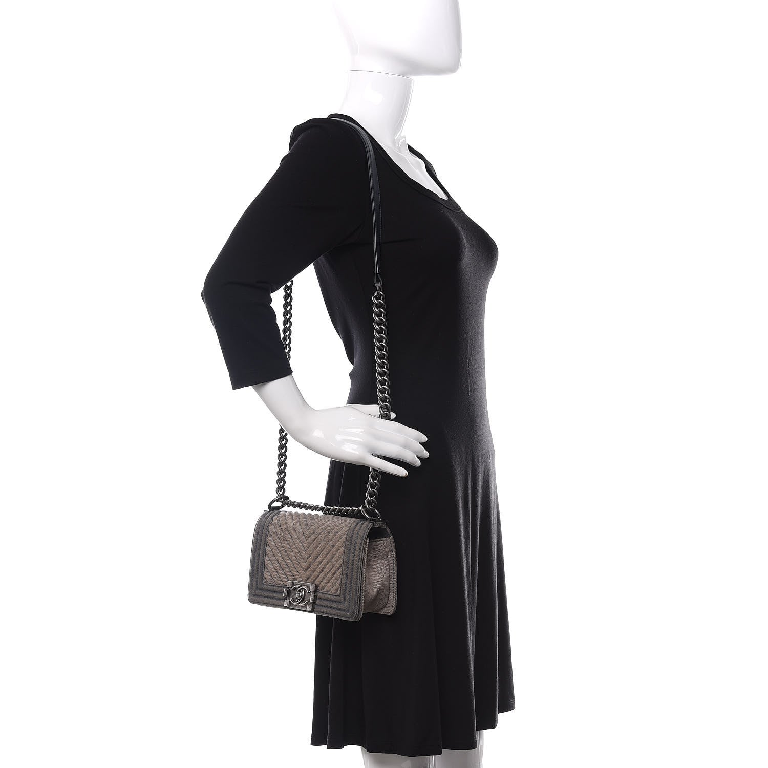 Chanel Denim Chevron Small Boy Flap Blue 2 of 16