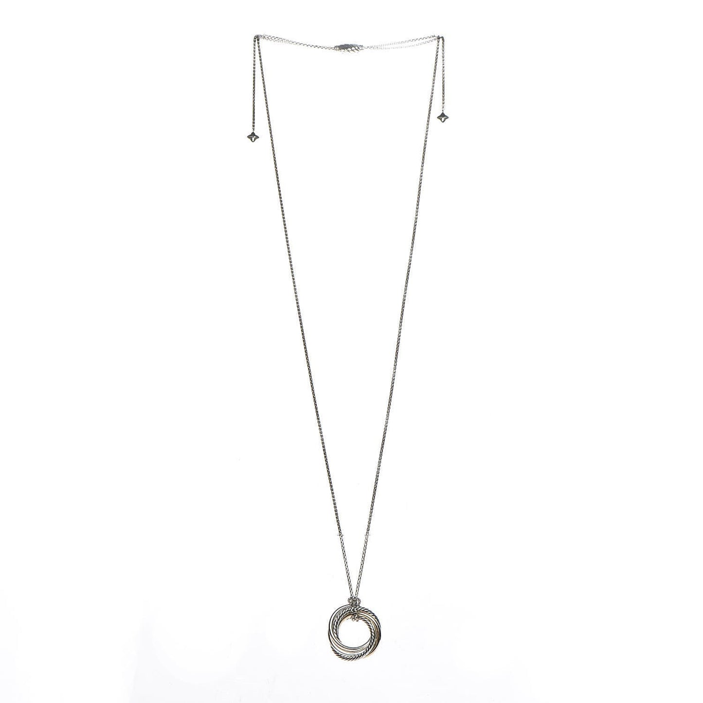 Sterling Silver 14K Yellow Gold 28mm Crossover Pendant Necklace