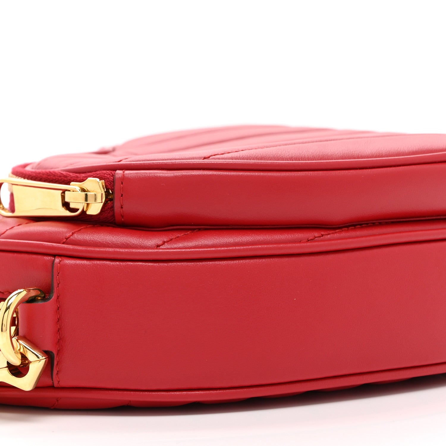 Gucci Calfskin Matelasse Diagonal Mini Interlocking G Heart Shoulder Bag Hibiscus Red 10 of 11