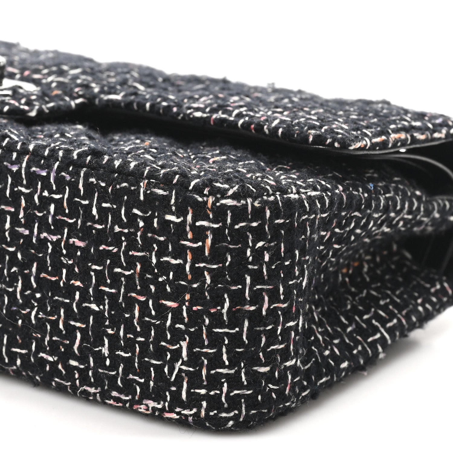 Chanel Tweed Quilted Medium Double Flap Black Multicolor 10 of 11