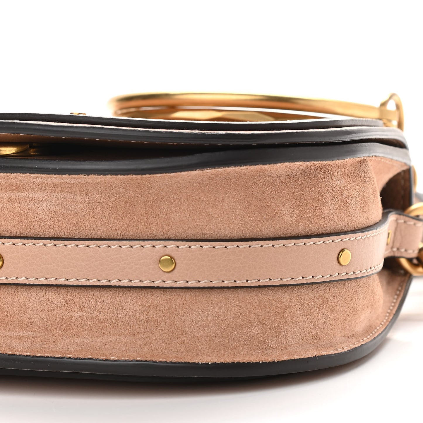 Calfskin Suede Small Nile Bracelet Bag Biscotti Beige