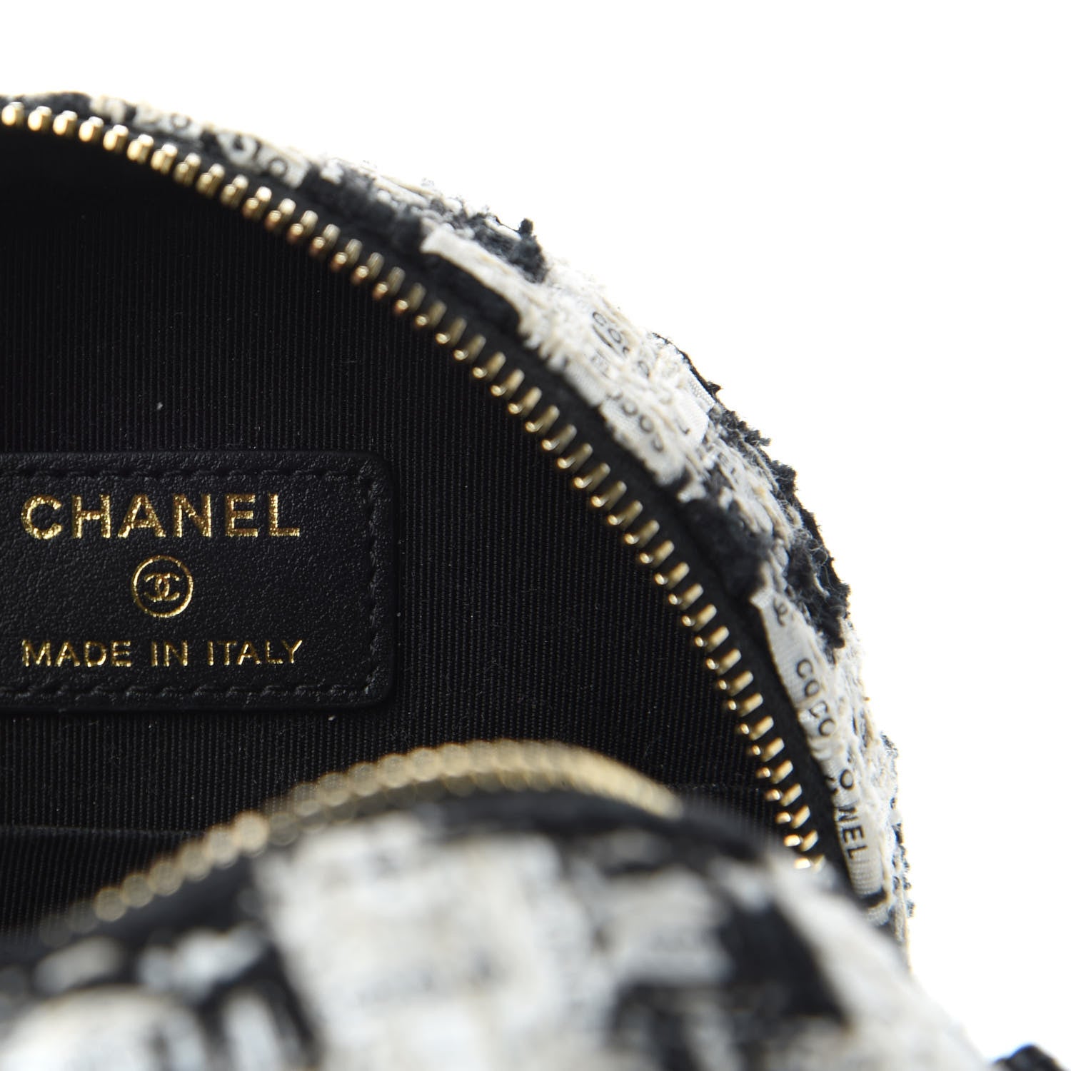 Chanel Tweed Round Clutch With Chain Black White 8 of 10