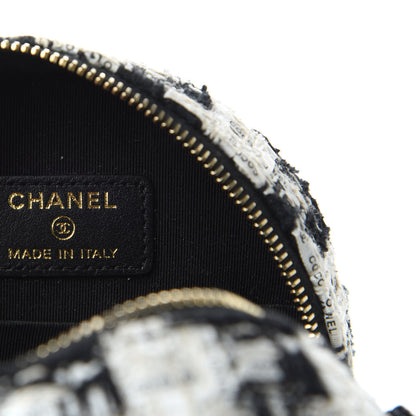 Chanel Tweed Round Clutch With Chain Black White 8 of 10