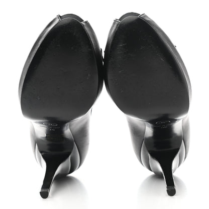 Chanel Lambskin Grosgrain CC Bow Peep Toe Pumps 38 Black 5 of 9