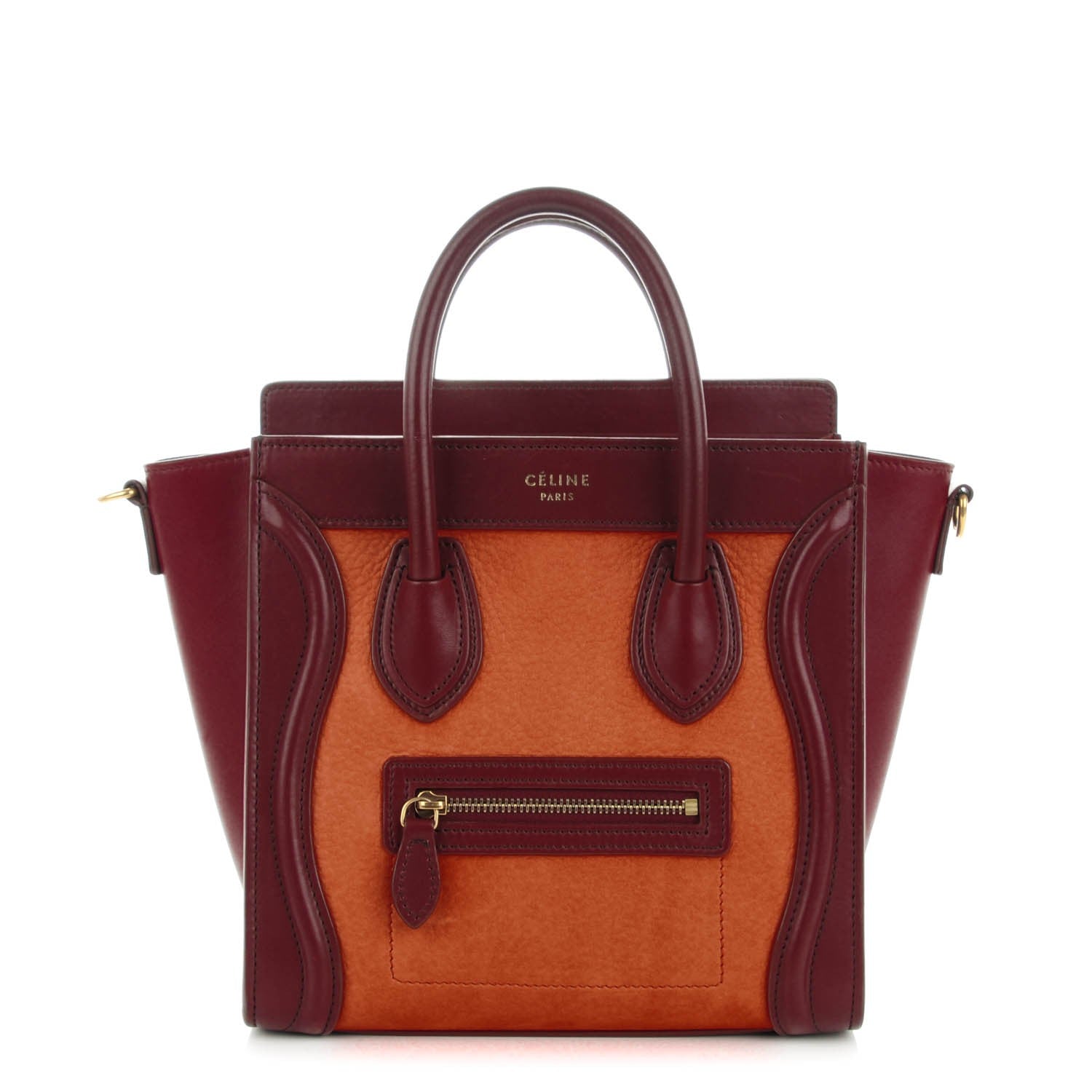 Celine Nubuck Smooth Calfskin Nano Tri-Color Luggage Vermillion 1 of 6