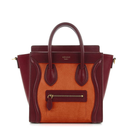 Celine Nubuck Smooth Calfskin Nano Tri-Color Luggage Vermillion 1 of 6