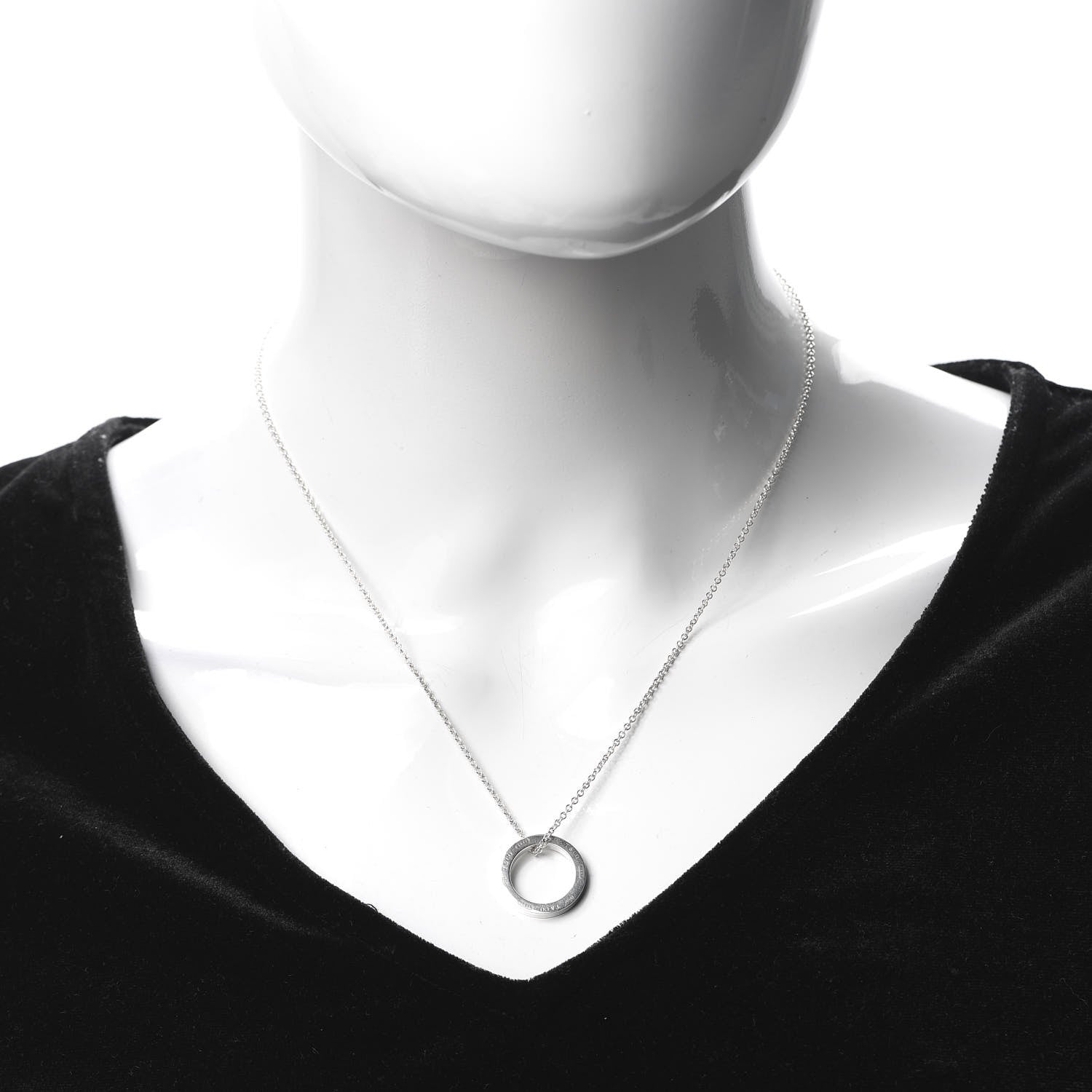 Tiffany Sterling Silver 1837 Circle Pendant Necklace 2 of 5