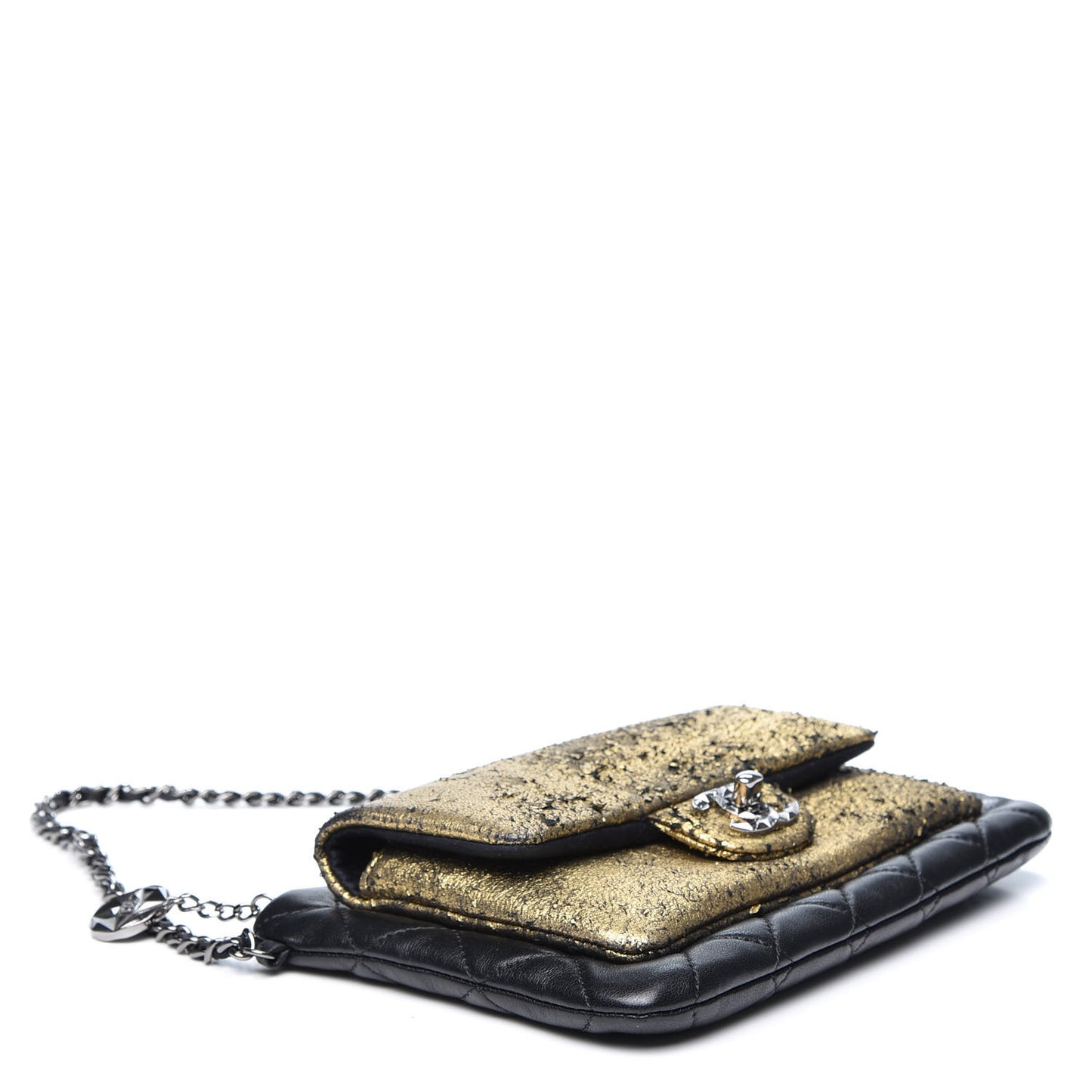 Lambskin Mineral Nights Wristlet Gold Black