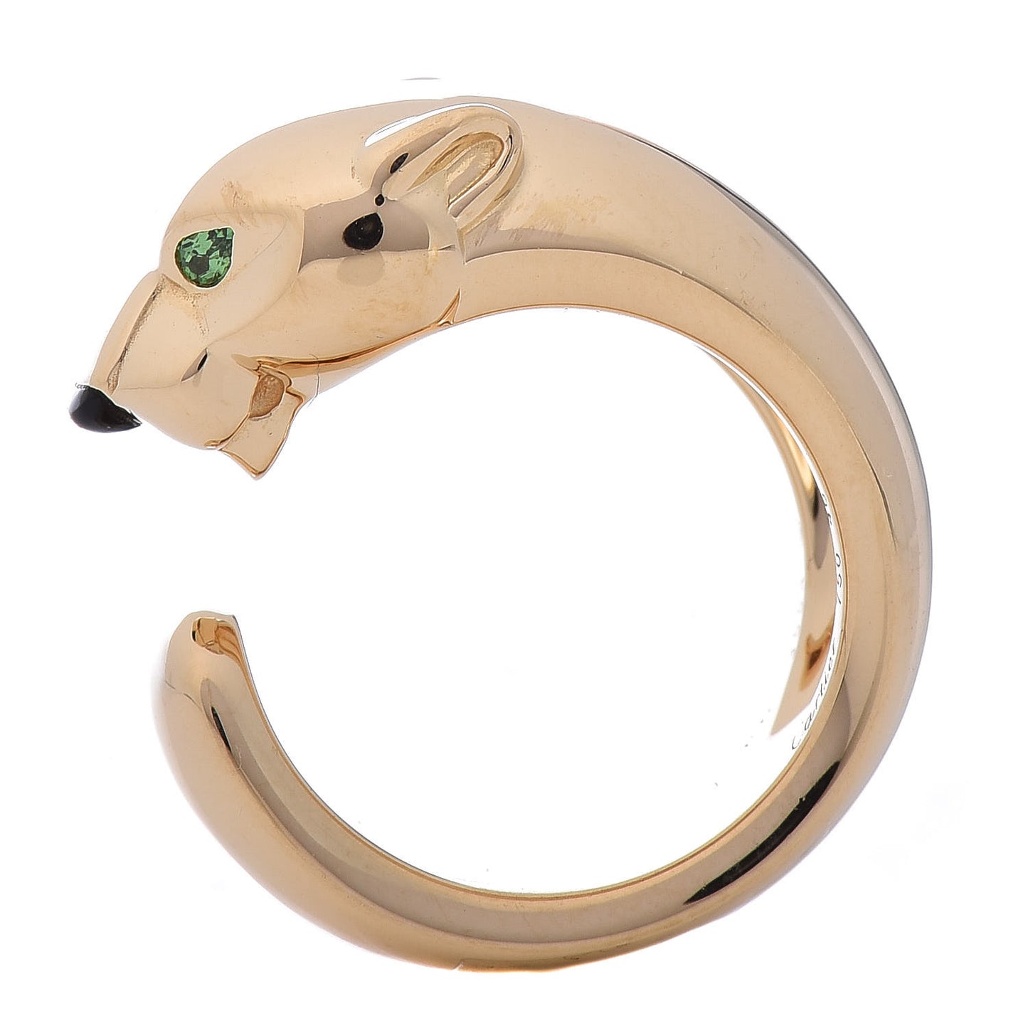 18K Yellow Gold Tsavorite Black Onyx Panthère De Band Ring 46 3.75