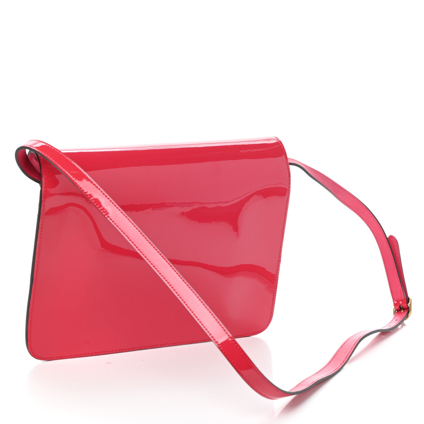 Patent Large Bright Bit Shoulder Bag Shocking Pink