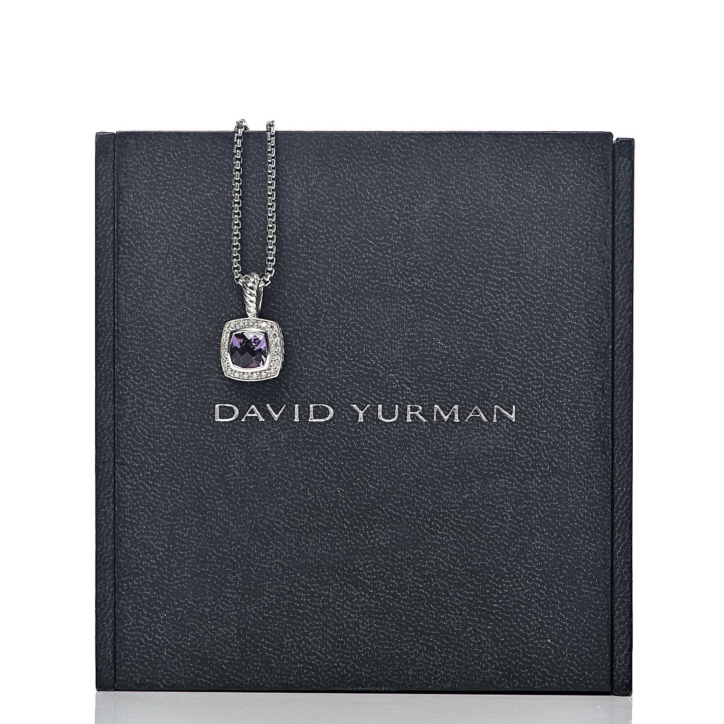 Sterling Silver Diamond Amethyst 7mm Petite Albion Pendant Necklace