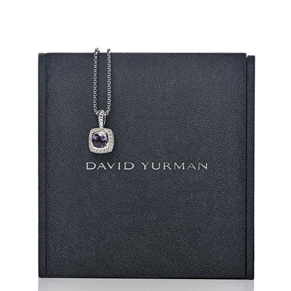 David Yurman Sterling Silver Diamond Amethyst 7mm Petite Albion Pendant Necklace 7 of 7