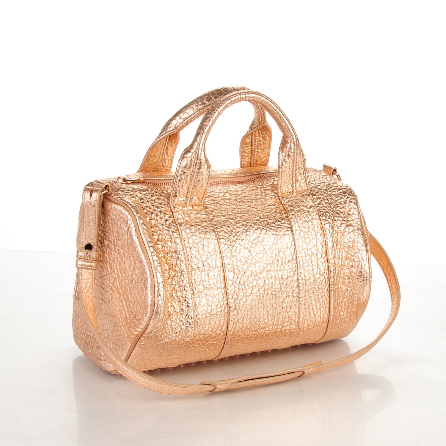 Alexander Wang Metallic Pebbled Lambskin Rocco Rose Gold Hardware 3 of 8