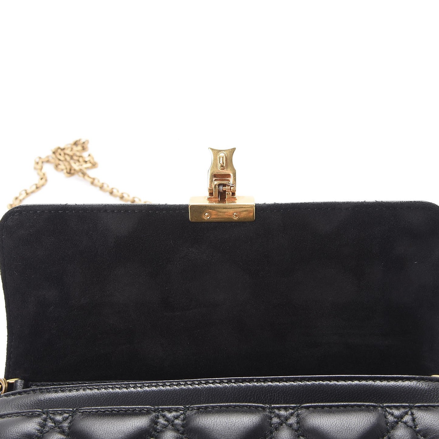 Lambskin Cannage Dioraddict Wallet on Chain Clutch Black