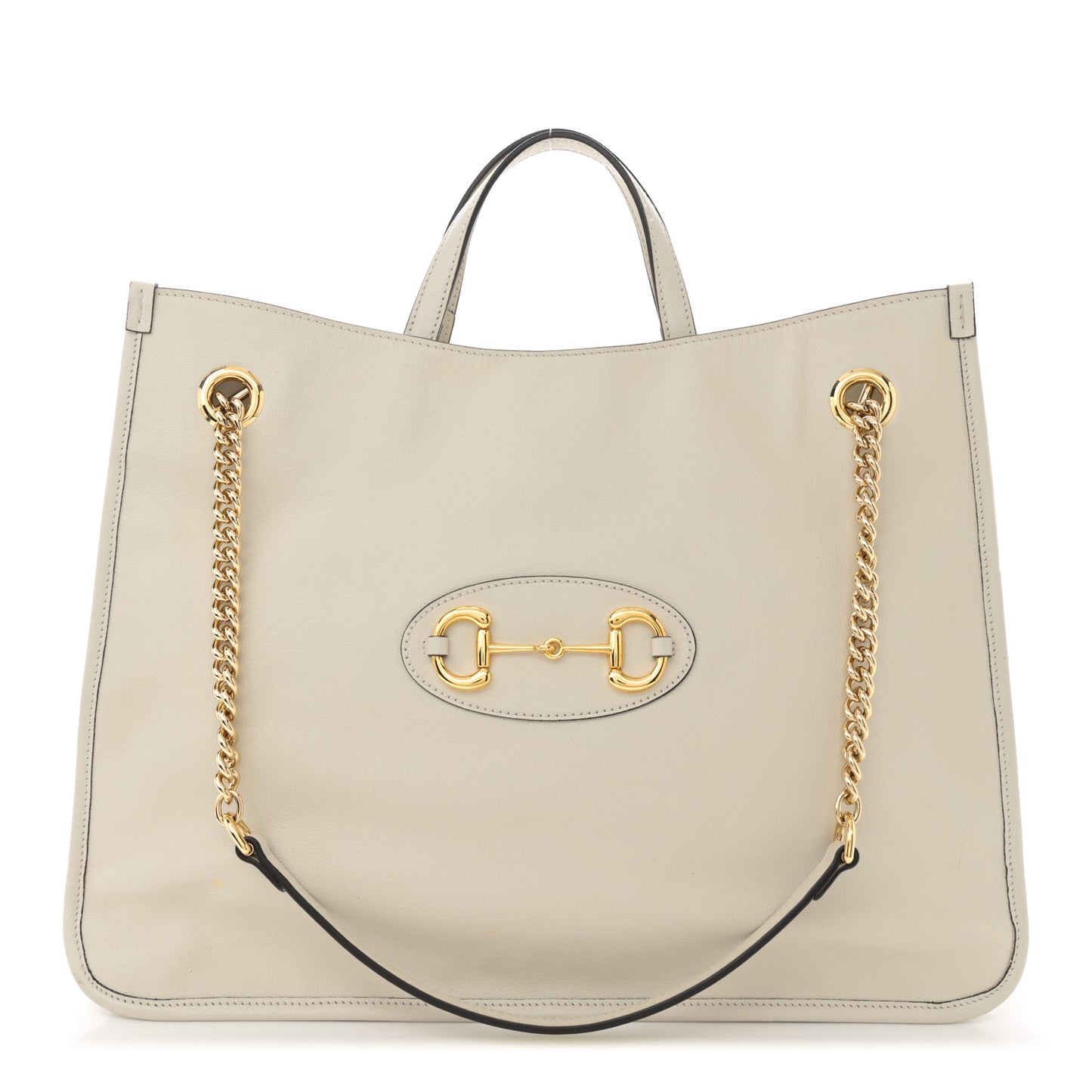 New Sakai Calfskin Lux Large Horsebit 1955 Tote Bag Mystic White