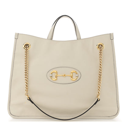 Gucci New Sakai Calfskin Lux Large Horsebit 1955 Tote Bag Mystic White 1 of 14