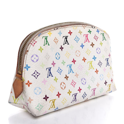 Louis Vuitton Monogram Multicolor Cosmetic Pouch White Litchi 3 of 8
