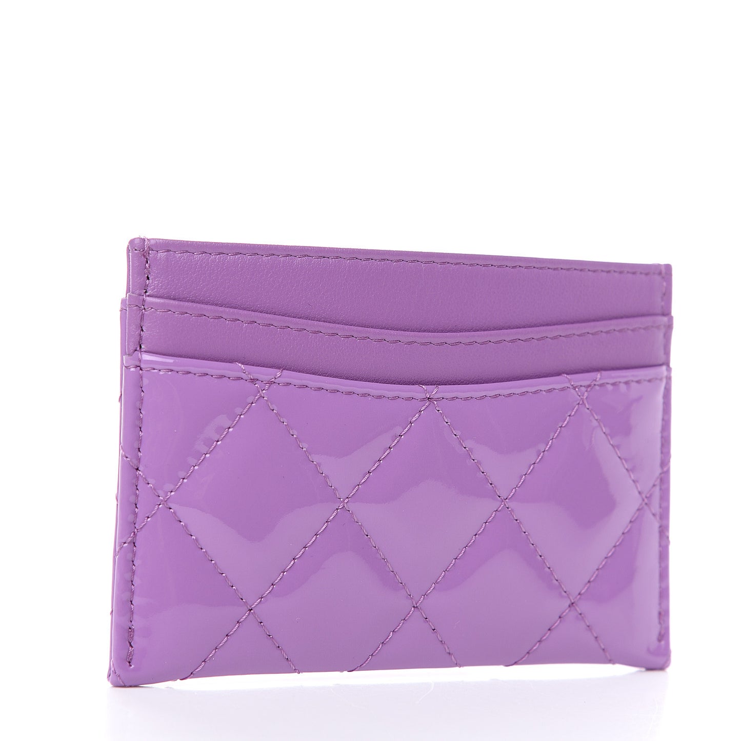 Patent Quilted Card Holder Purple