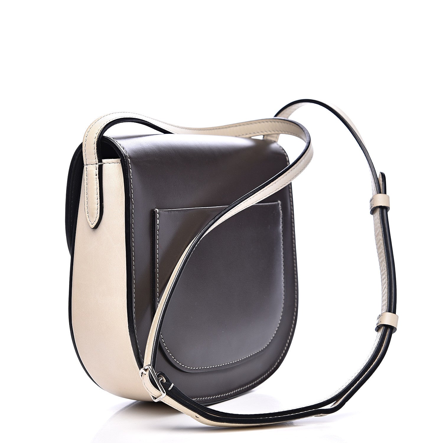 Celine Glazed Calfskin Small Bi-Color Trotteur Dark Grey 3 of 11