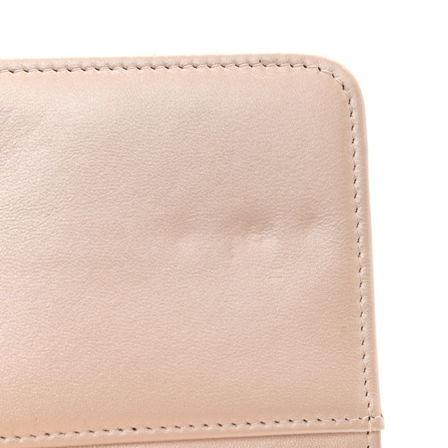 Iridescent Lambskin Quilted Pearl Wallet On Chain WOC Light Beige