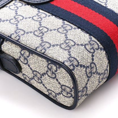 Gucci GG Supreme Monogram Textured Calfskin Web Mini Ophidia Messenger Beige Blue 9 of 10