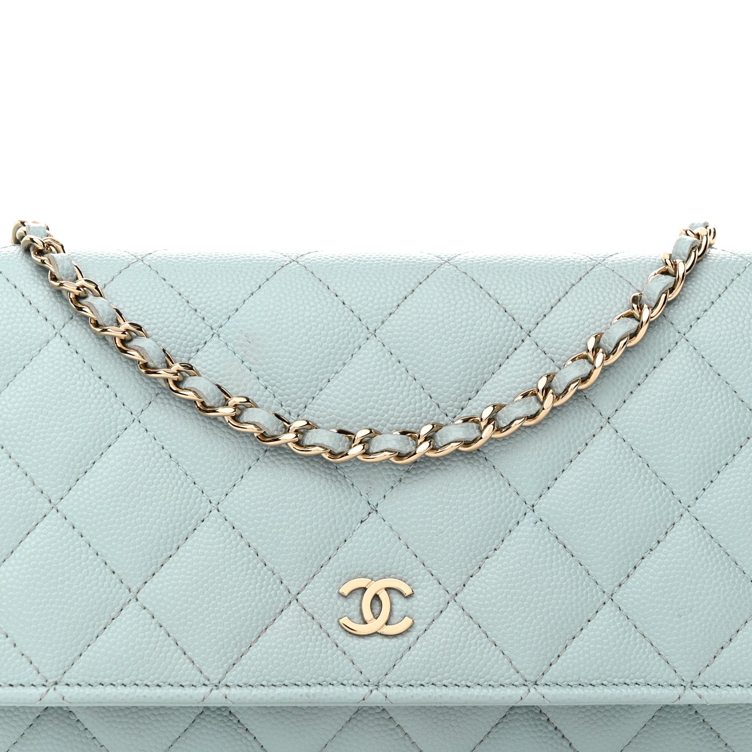 Chanel Caviar Quilted Wallet On Chain WOC Light Blue 9 of 18