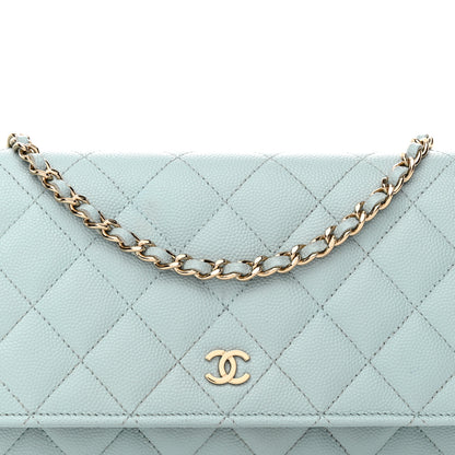 Chanel Caviar Quilted Wallet On Chain WOC Light Blue 9 of 18