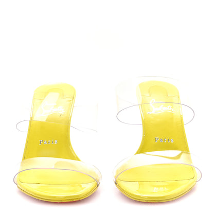 Christian Louboutin Patent PVC Just Nothing 85 Slide Sandals 39 Citrus 3 of 7