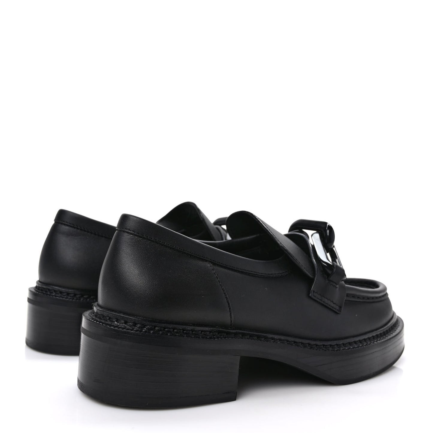 Calfskin Oversized Chain Academy Loafers 39.5 Black