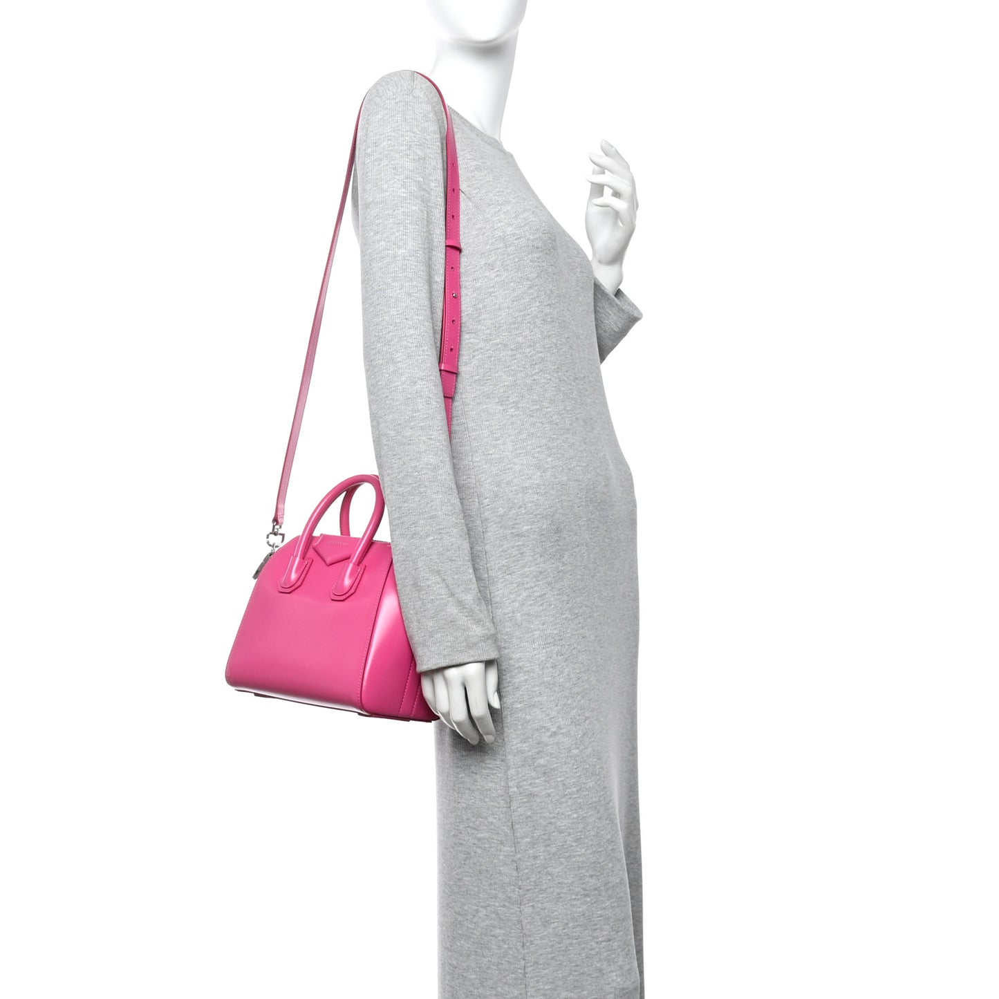 Shiny Lord Calfskin Mini Antigona Neon Pink