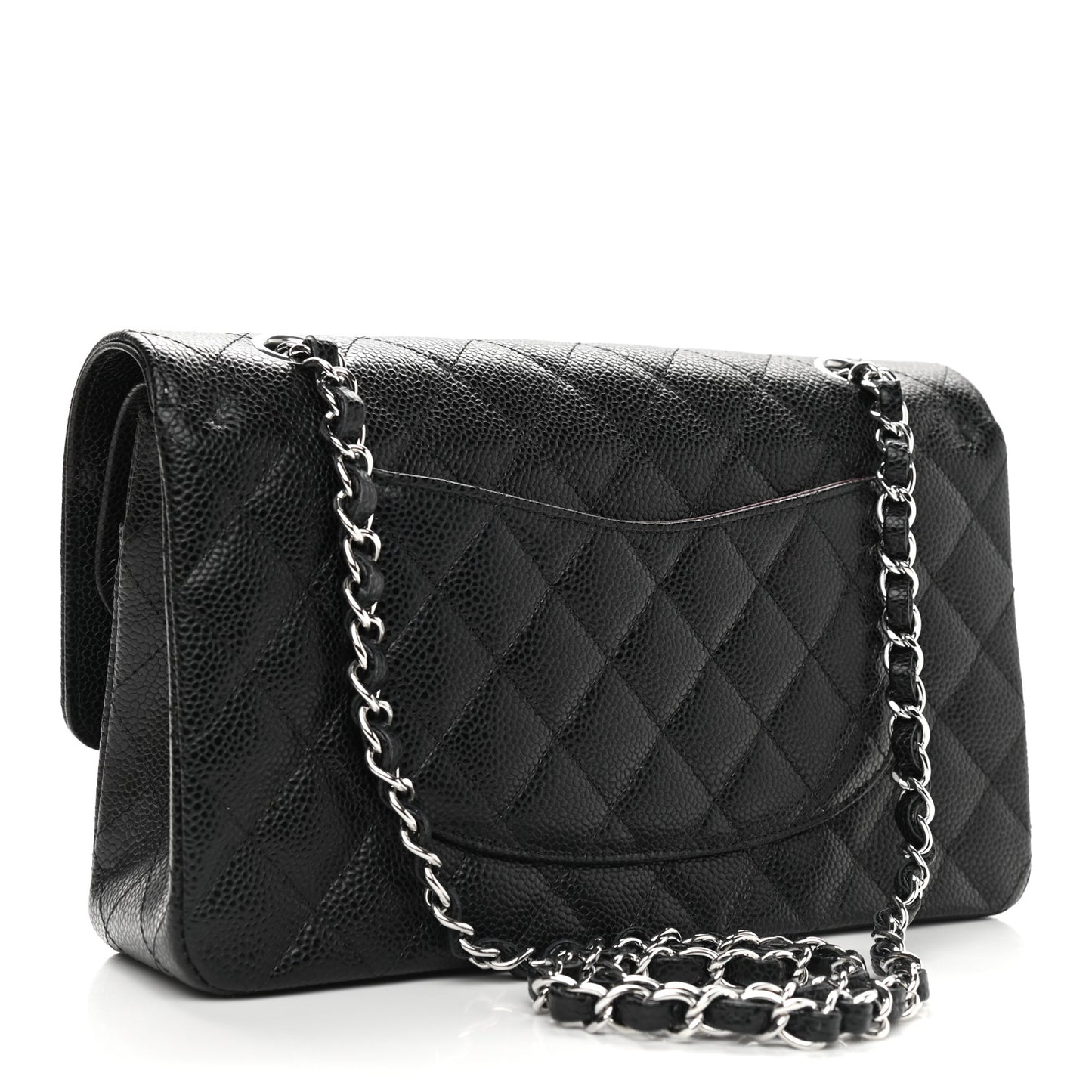 Caviar Quilted Medium Double Flap Black