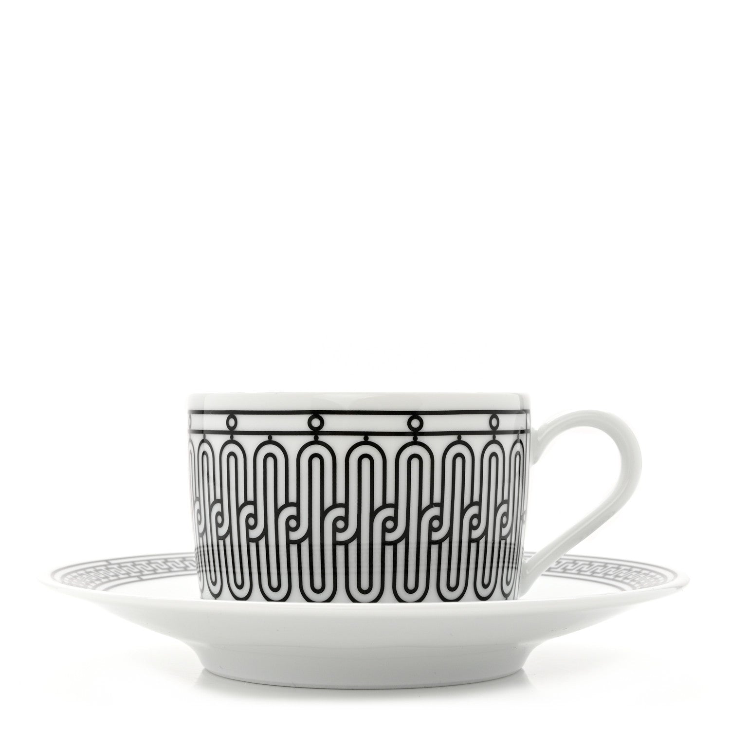 Hermes Porcelain H Deco Breakfast Cup and Saucer 1 of 12