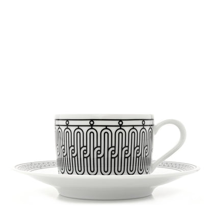 Hermes Porcelain H Deco Breakfast Cup and Saucer 1 of 12