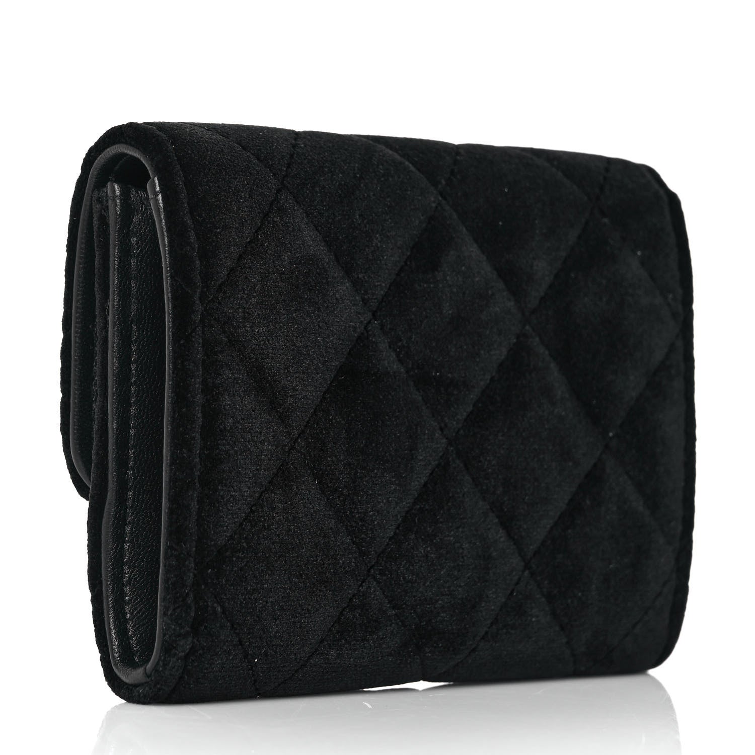 Chanel Velvet Quilted Flap Card Holder Black 3 of 10