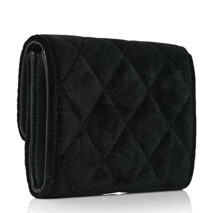 Chanel Velvet Quilted Flap Card Holder Black 3 of 10