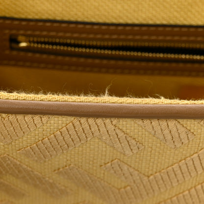 Fendi Raffia Vitello King Lucido FF Embroidered Baguette Grano Sand 11 of 14