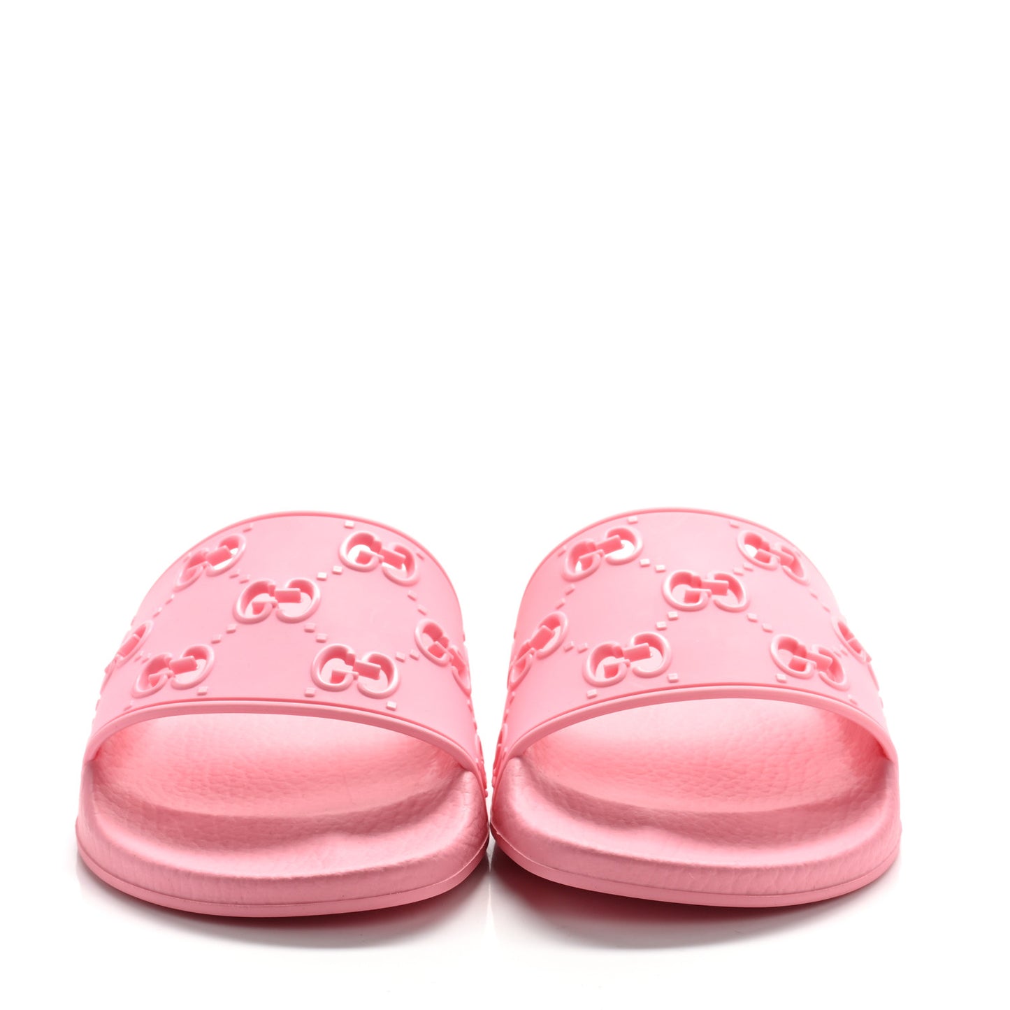 Rubber GG Monogram Perforated Womens Slide Sandals 37 Rose Box