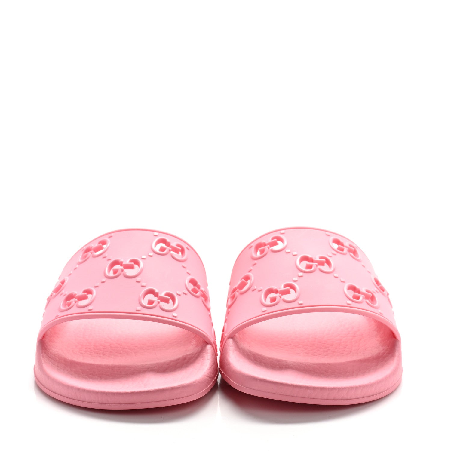 Gucci Rubber GG Monogram Perforated Womens Slide Sandals 37 Rose Box 3 of 8