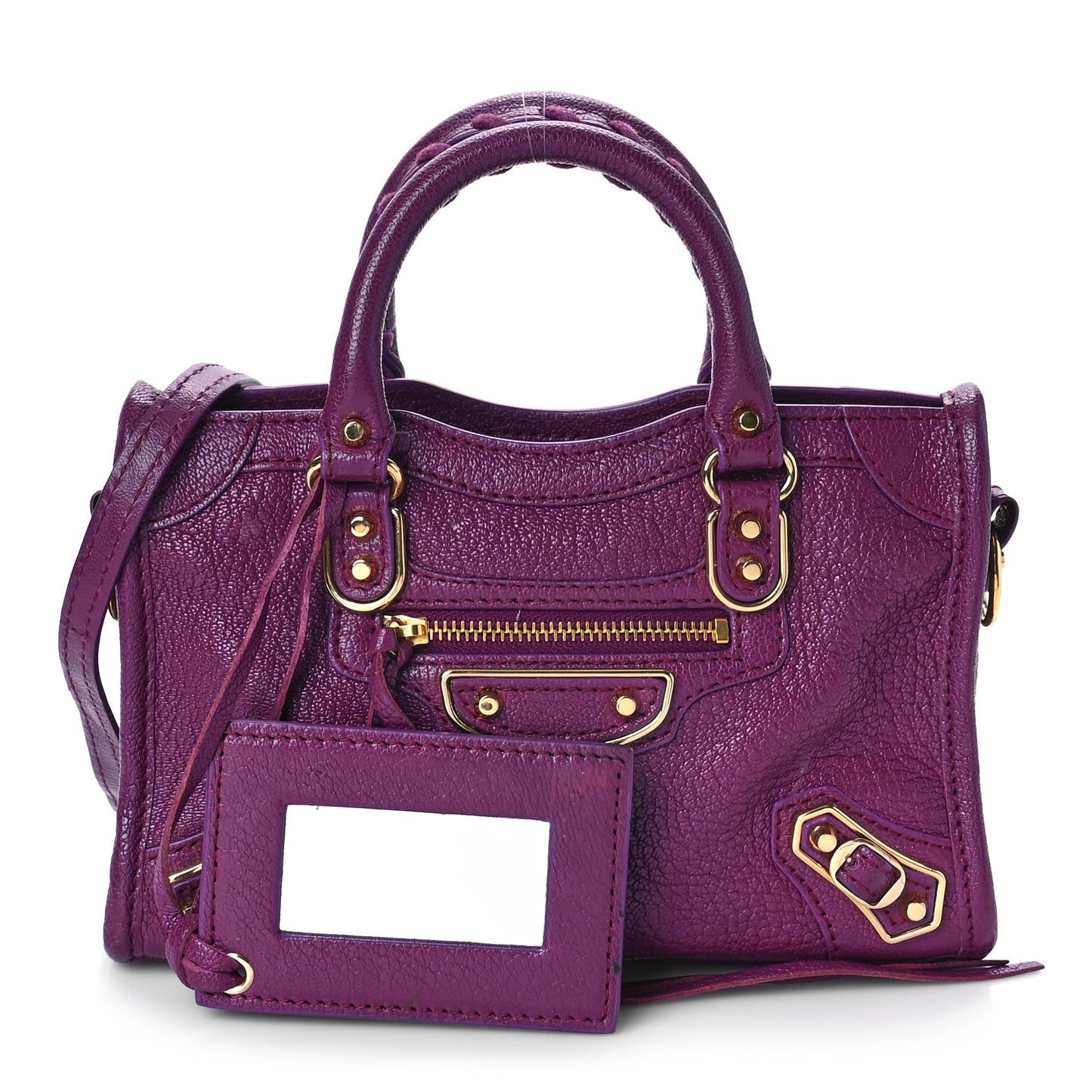 Chevre Gold Metallic Edge Hardware Nano City Violet Prune