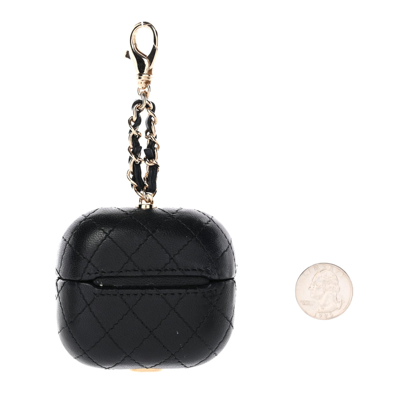 Chanel Lambskin Quilted Airpods Pro Case With Chain Black 1816614