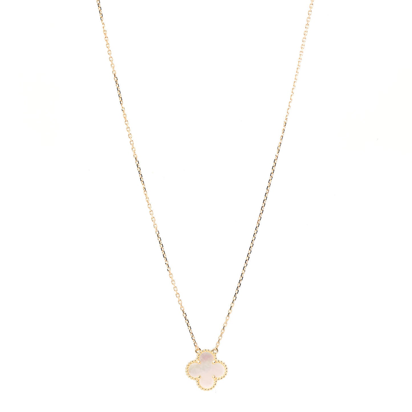 18K Yellow Gold Mother of Pearl Vintage Alhambra Pendant Necklace