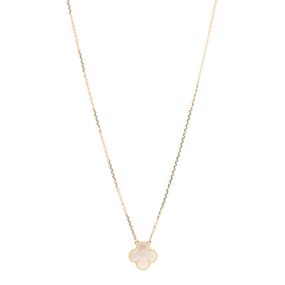 Van Cleef & Arpels 18K Yellow Gold Mother of Pearl Vintage Alhambra Pendant Necklace 1 of 7