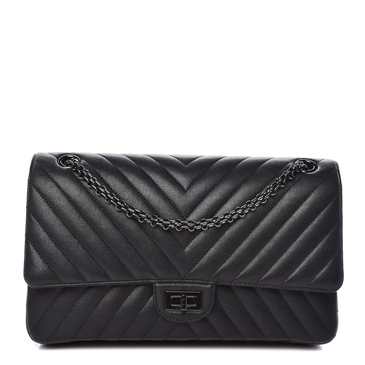 Chanel Sheepskin Chevron Quilted 2.55 Reissue 226 Flap So Black 1 of 9