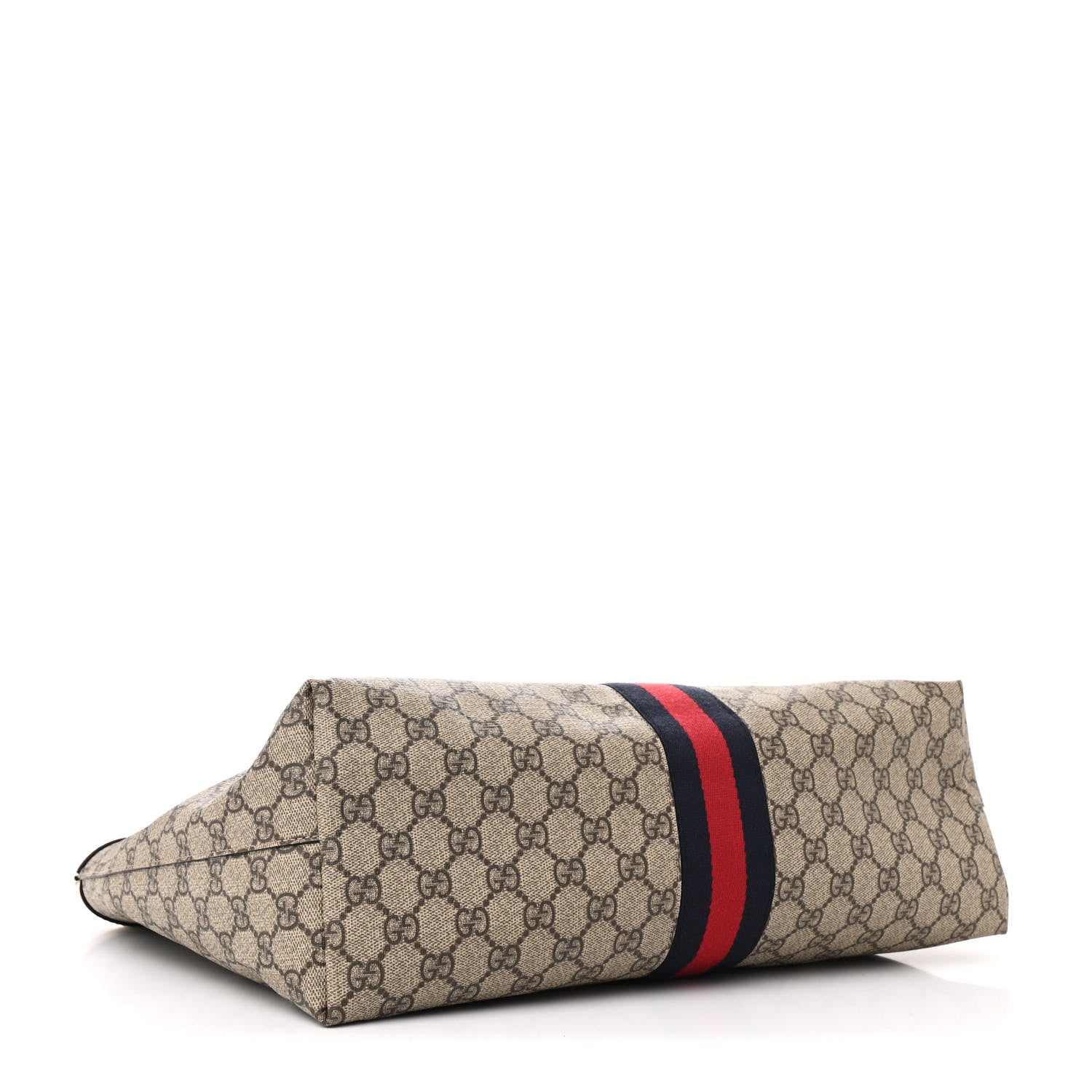 Gucci GG Supreme Monogram Textured Dollar Calfskin Web Medium Ophidia Shopping Tote Beige Ebony Mystic White 4 of 12