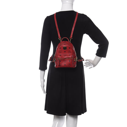 MCM Visetos Side Stud X-Mini Stark Bebe Boo Backpack Ruby Red 2 of 8