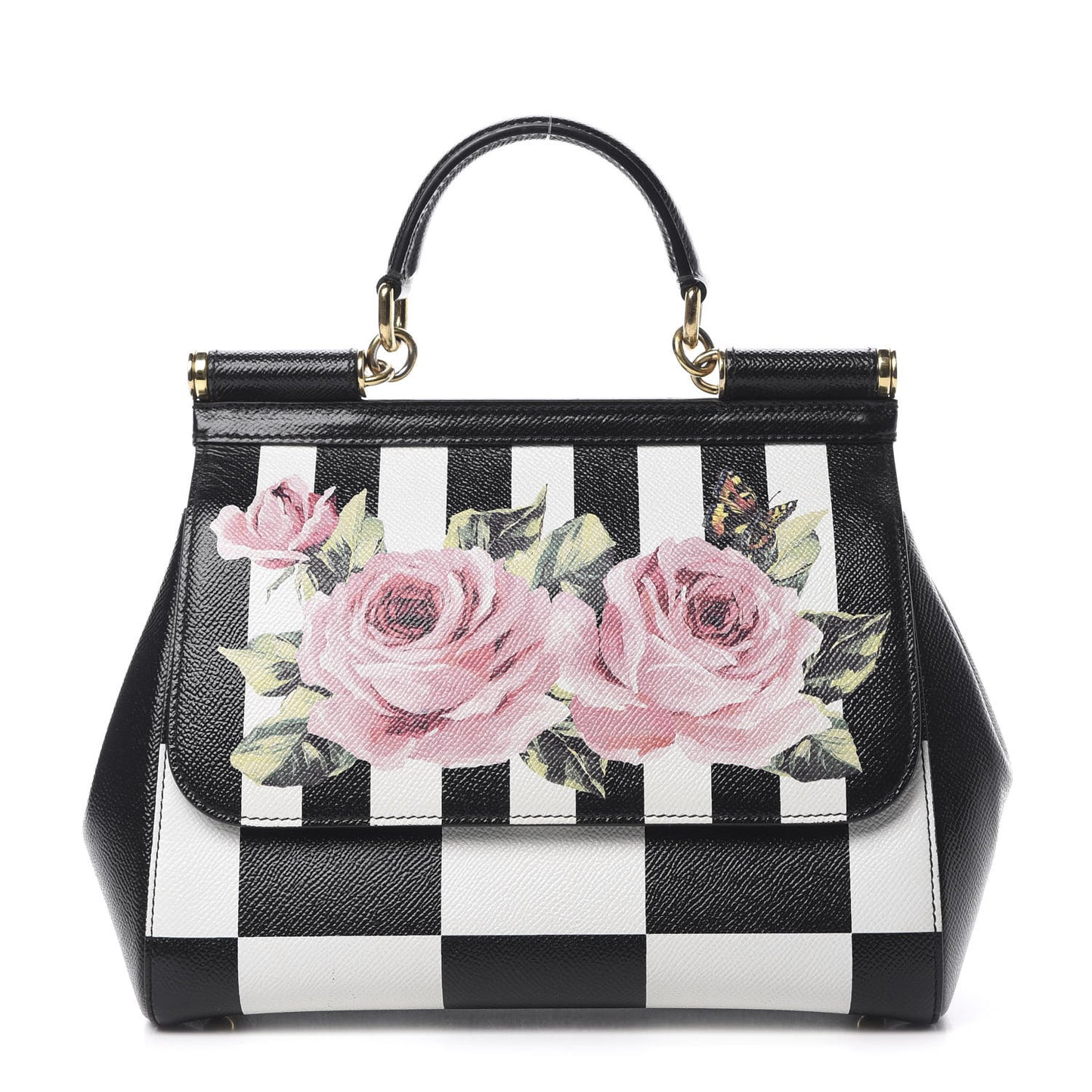 Dauphine Print Checker Rose Medium Miss Sicily Satchel Black Multicolor
