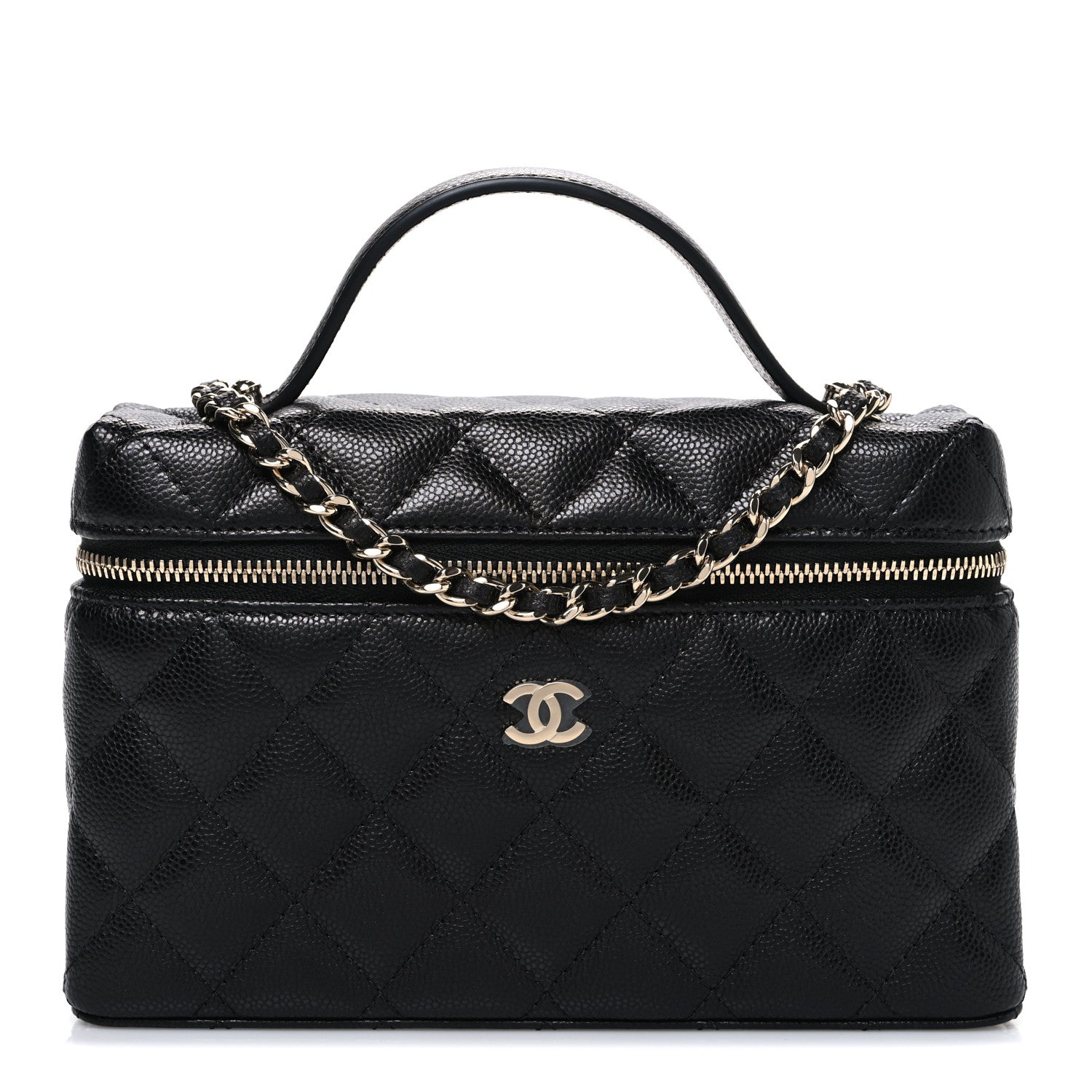 Chanel Caviar Quilted Top Handle Slim Vanity With Chain Black 1 of 10