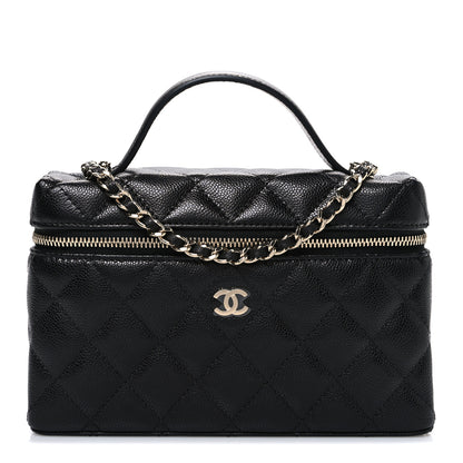 Chanel Caviar Quilted Top Handle Slim Vanity With Chain Black 1 of 10